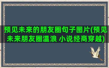 预见未来的朋友圈句子图片(预见未来朋友圈温浪 小说经商穿越)